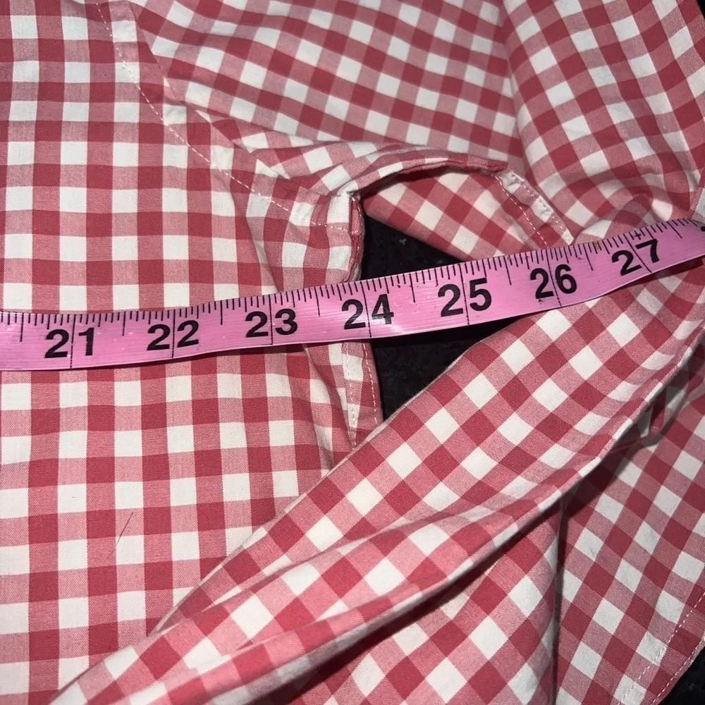 UEC J. CREW FLEX WASHED SLIM UNTUCKED RED & WHITE PLAID LONG SLEEVE SHIRT SZ XL